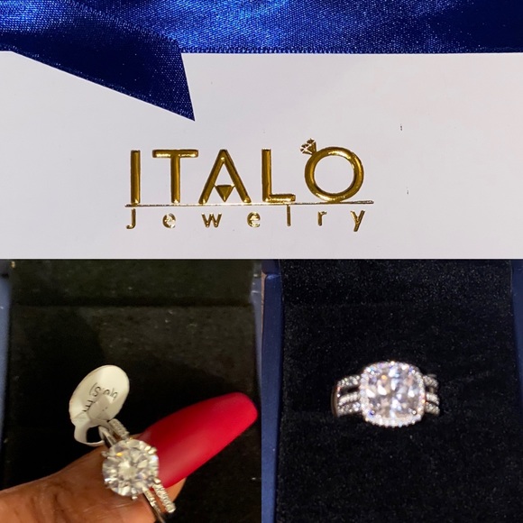 ITalo Jewelry - ITalo jewelry 2 wedding sets silver Cushion halo cut 5.86 carats and Round cut
